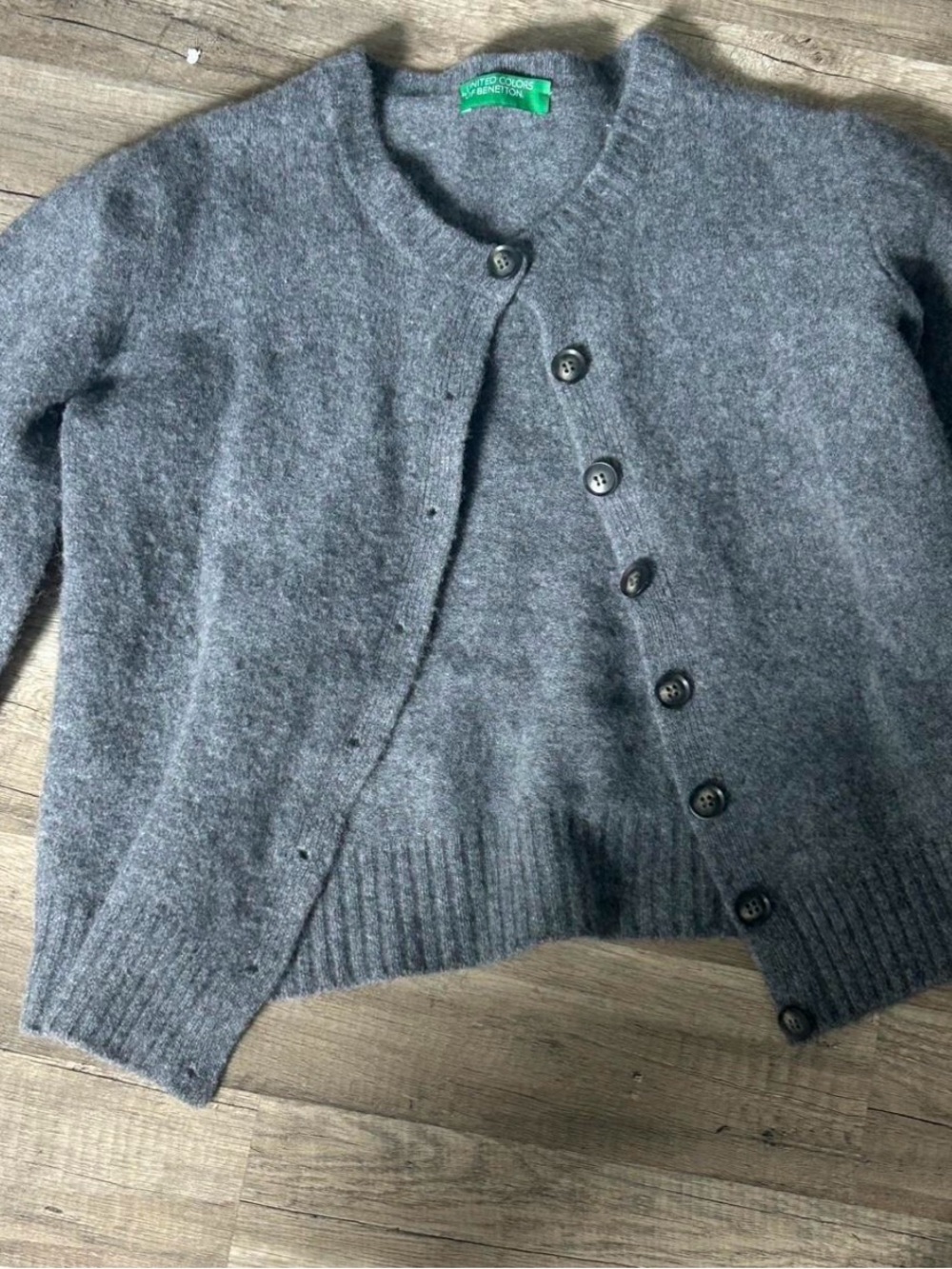 United Colors Of Benetton Soft Gray Button-Up Wool Blend Cardigan
